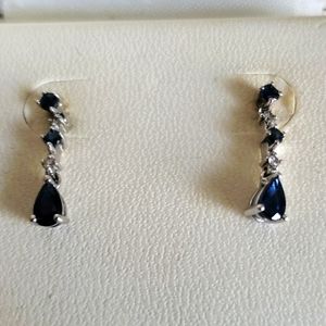 Sapphire & Diamond Accent 14K White Gold Earrings